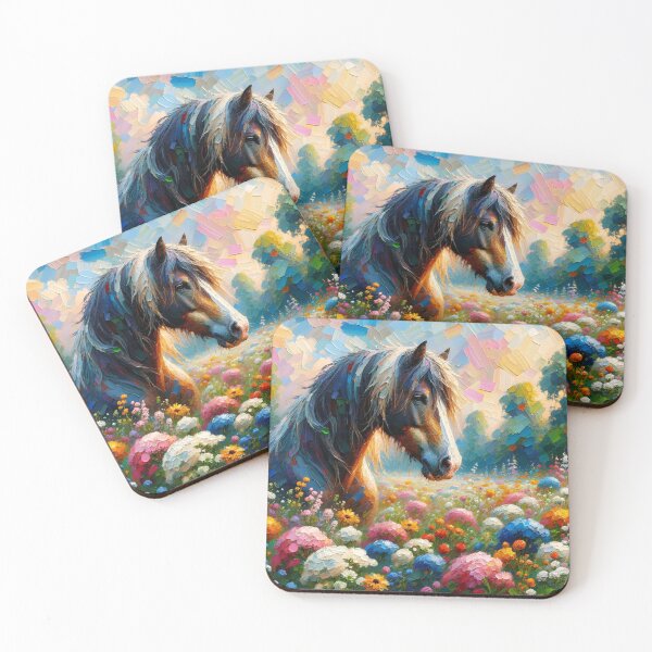 Item preview, Horse in a flower meadow designed and sold by Pferde-Fanshop.