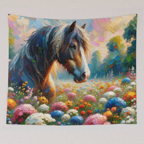 Item preview, Horse in a flower meadow designed and sold by Pferde-Fanshop.