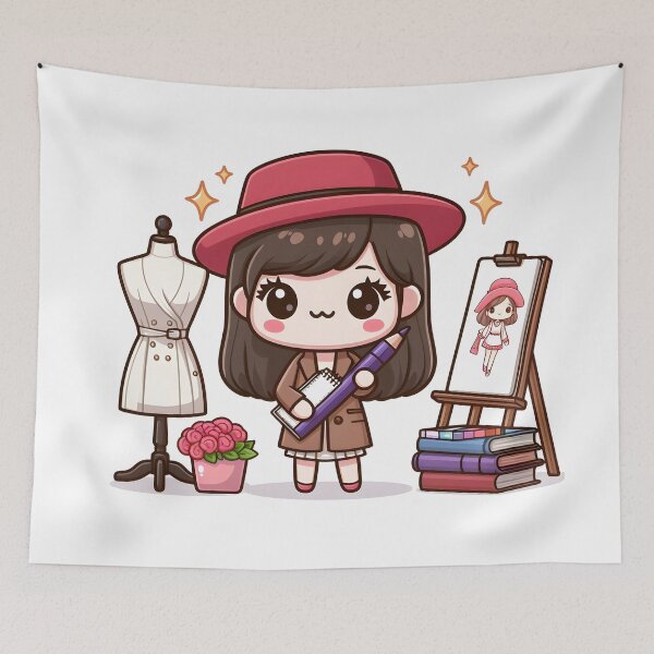 Artikelvorschau, Kawaii-Modedesigner mit Skizzenbuch entworfen und verkauft von CanvasCutie.