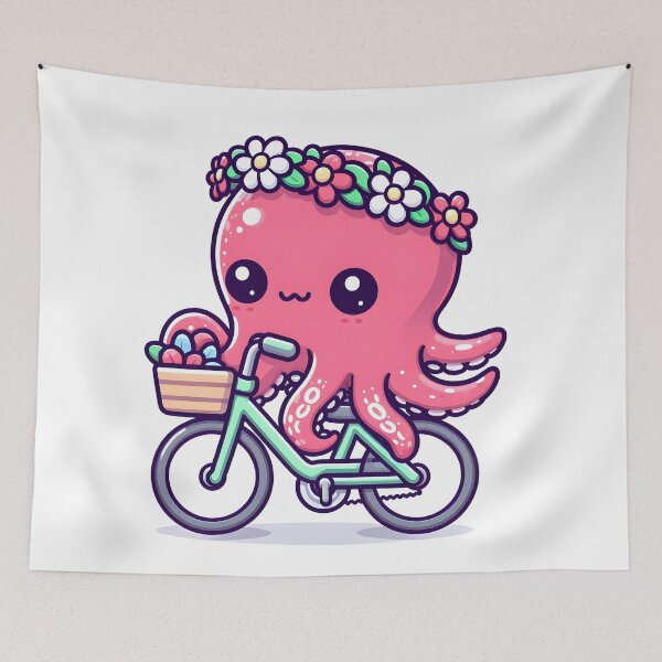 Item preview, Kawaii Octopus: A Flower Crown designed and sold by CanvasCutie.