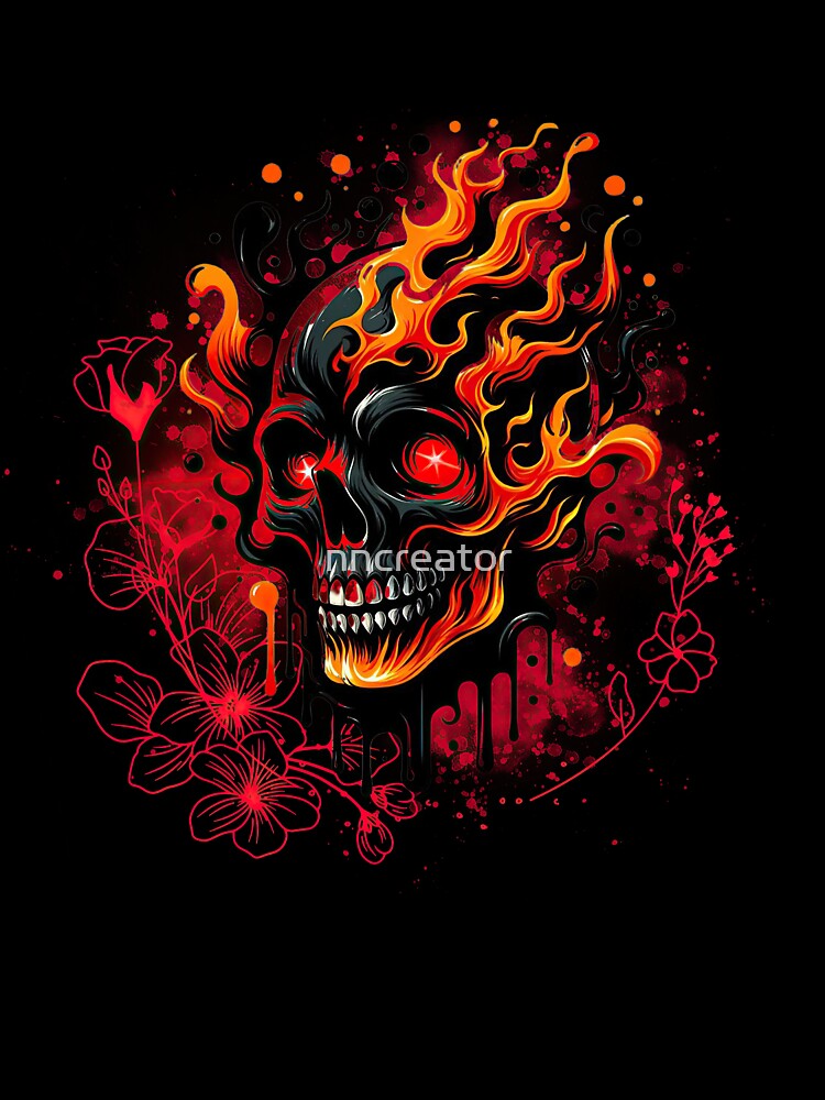 Thumbnail 7 of 7, Oversized T-Shirt, Blaze of Glory Skull Tee designed and sold by nncreator.