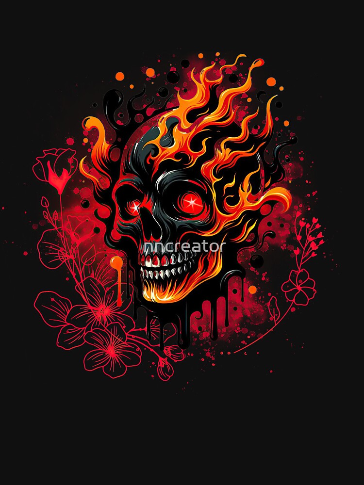 Thumbnail 7 of 7, Classic T-Shirt, Blaze of Glory Skull Tee designed and sold by nncreator.