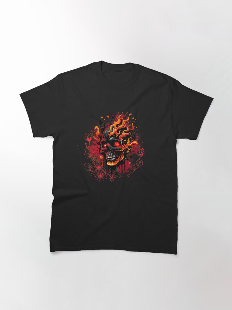 Thumbnail 3 of 7, Classic T-Shirt, Blaze of Glory Skull Tee designed and sold by nncreator.