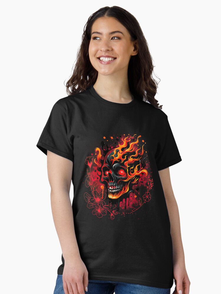 Thumbnail 2 of 7, Classic T-Shirt, Blaze of Glory Skull Tee designed and sold by nncreator.