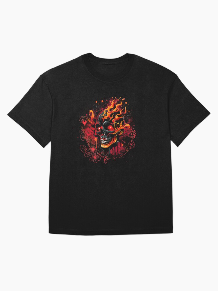 Thumbnail 3 of 7, Oversized T-Shirt, Blaze of Glory Skull Tee designed and sold by nncreator.