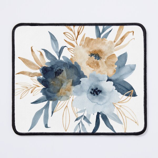 Item preview, Watercolor blue and gold flowers designed and sold by tapilipa.
