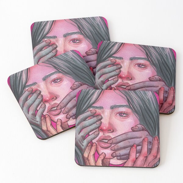 Item preview, Watercolor Portrait Pink Art Unique Woman Hands designed and sold by ViaArtCo.