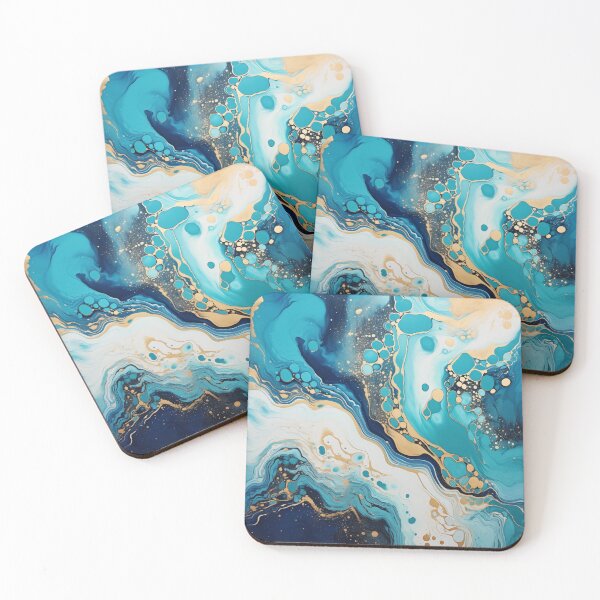 Item preview, Abstract painting, Gold, White, Blues - Cool and unique painting, vivid, colorful, high quality, dripping designed and sold by slemfiskz.