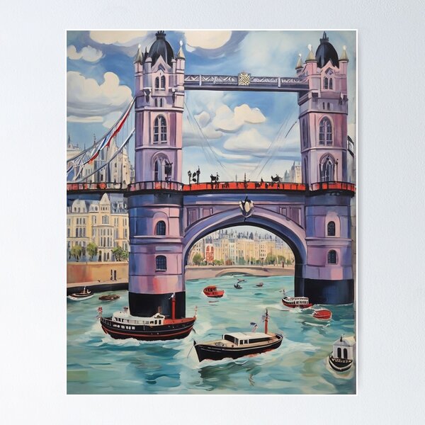 Item preview, London Bridge painting after Raoul Dufy designed and sold by Vintage Designs +.