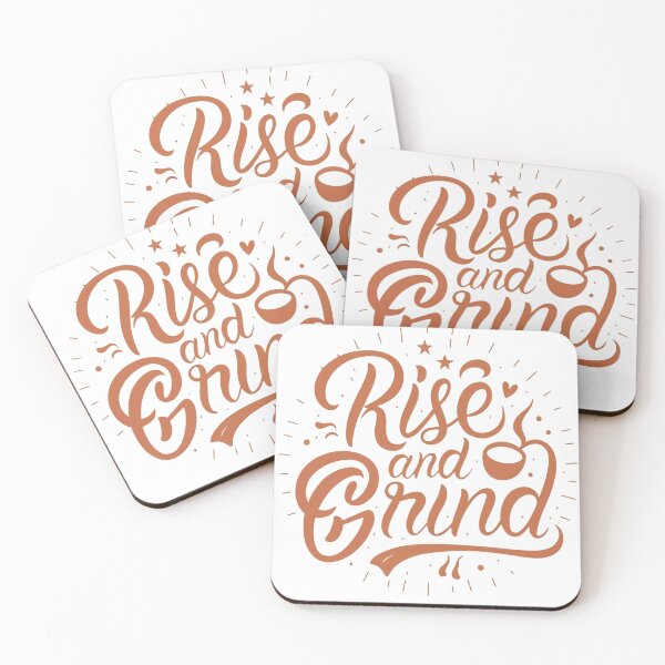 Item preview, Rise and Grind: Coffee Lover's Brown Orange Design with Stars, Heart, and Mug Decors designed and sold by HahaHandlesHub.