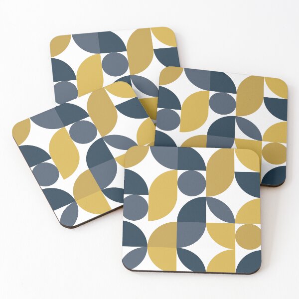 Item preview, Mid Century Modern Abstract 26 Navy Blue, Mustard designed and sold by trdstudio.