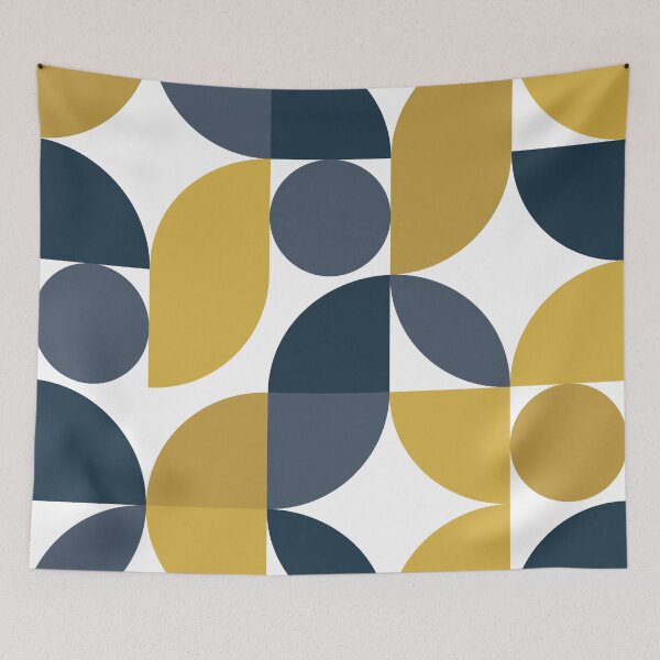 Item preview, Mid Century Modern Abstract 26 Navy Blue, Mustard designed and sold by trdstudio.