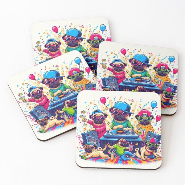 Item preview, Pug Party Extravaganza: A Vibrant Artwork of Pugs Living the High Life designed and sold by Wonderall.