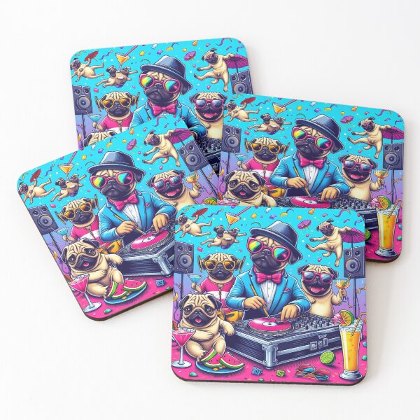 Item preview, Pug Party Extravaganza: A Vibrant Artwork of Pugs Living the High Life designed and sold by Wonderall.