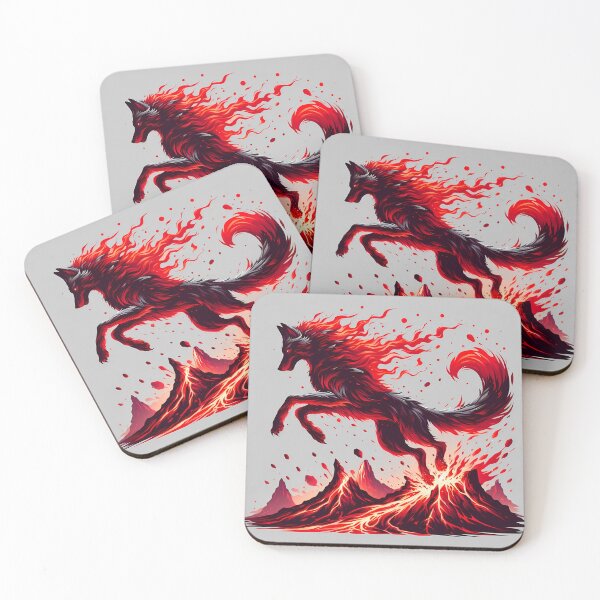 Item preview, Fire Wolf Leaping out of a Volcano, Ai Generated Art  designed and sold by ACC .