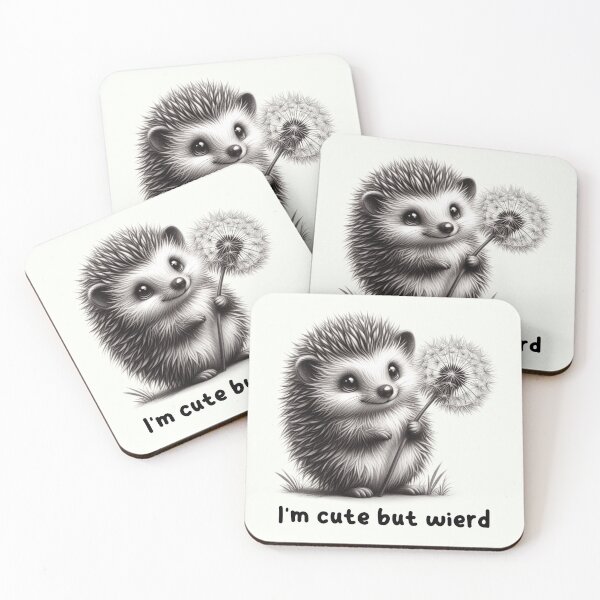 Item preview, Adorable Hedgehog with Dandelion Illustration designed and sold by RuyaFab.