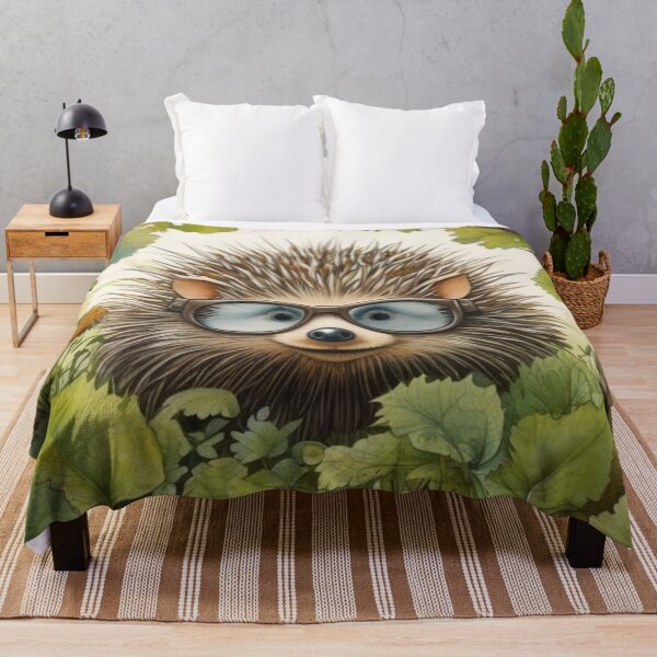 Item preview, Cute little hedgehog with glasses on a spring walk in the forest. designed and sold by SaraSumi.