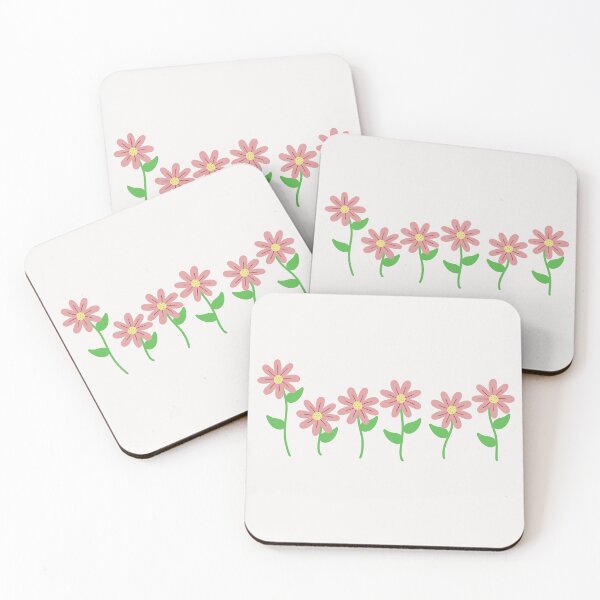 Item preview, Pink Flowers with Green Branch ; Boho Flower Pattern designed and sold by PatternInArt.