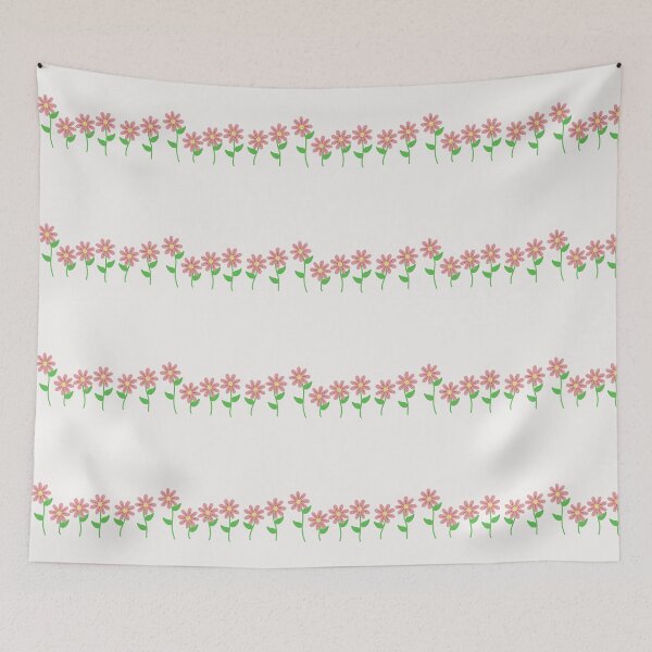 Item preview, Pink Flowers with Green Branch ; Boho Flower Pattern designed and sold by PatternInArt.