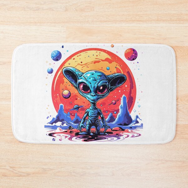 Item preview, a cartoon alien with planets in the background designed and sold by Enga6.