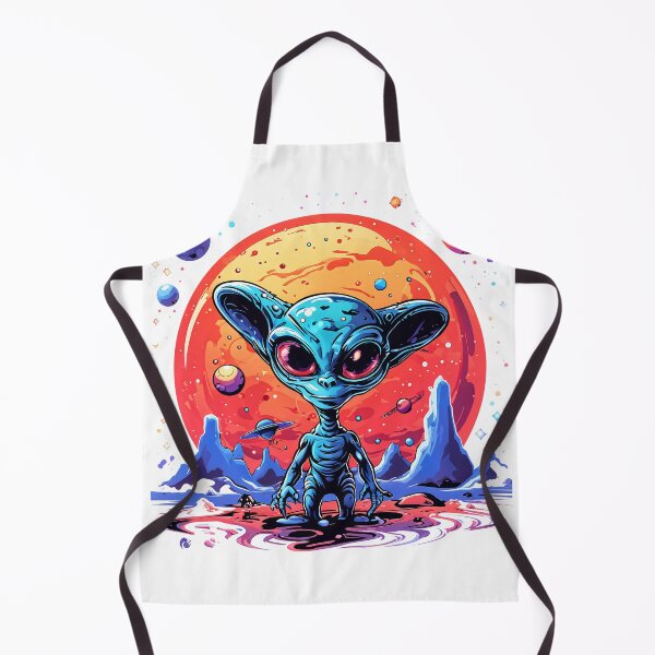 Item preview, a cartoon alien with planets in the background designed and sold by Enga6.
