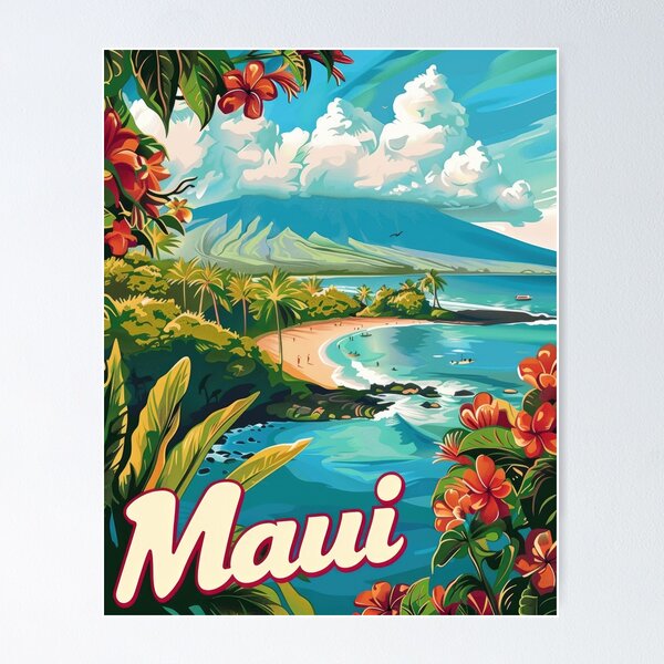Item preview, Maui Hawaii Travel Poster Art Deco Art Print Poster designed and sold by Vanover Designs.