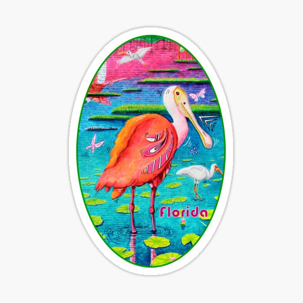 Item preview, Florida Everglades National Park Tropical Spoonbill Bird Sticker designed and sold by MeganAroon.