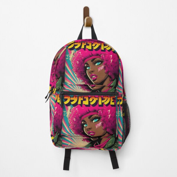 Item preview, Retro Poster Japanese Pop Culture Afro Girl Pink Hair designed and sold by IAPICTURE.