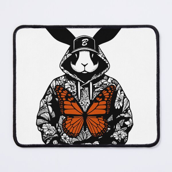 Item preview, Rapper rabbit in a floral sweatshirt and a butterfly designed and sold by PsychoBunnyShop.