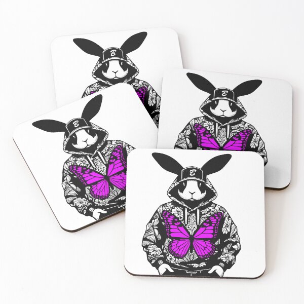 Item preview, Rapper rabbit in a floral sweatshirt and a butterfly designed and sold by PsychoBunnyShop.