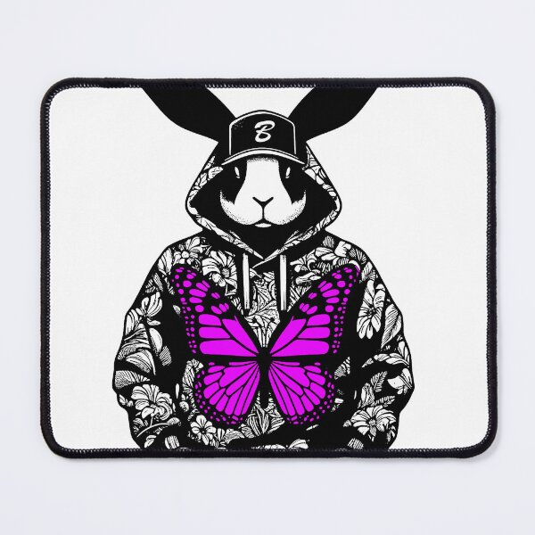 Item preview, Rapper rabbit in a floral sweatshirt and a butterfly designed and sold by PsychoBunnyShop.