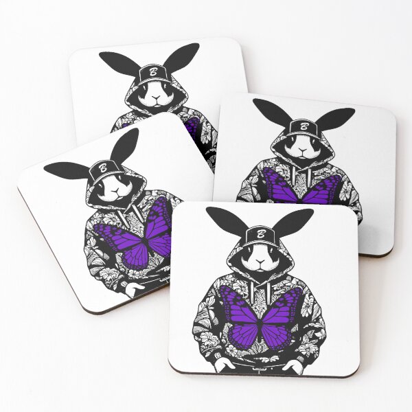 Item preview, Rapper rabbit in a floral sweatshirt and a butterfly designed and sold by PsychoBunnyShop.