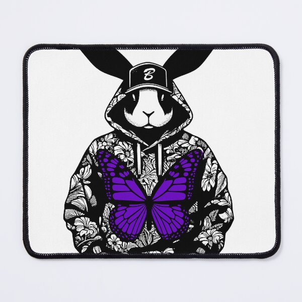 Item preview, Rapper rabbit in a floral sweatshirt and a butterfly designed and sold by PsychoBunnyShop.