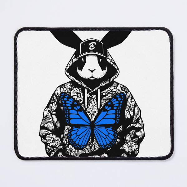Item preview, Rapper rabbit in a floral sweatshirt and a butterfly designed and sold by PsychoBunnyShop.