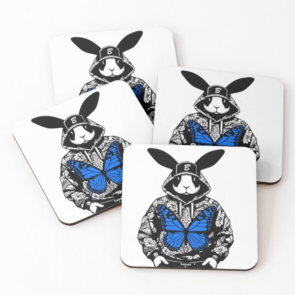 Item preview, Rapper rabbit in a floral sweatshirt and a butterfly designed and sold by PsychoBunnyShop.