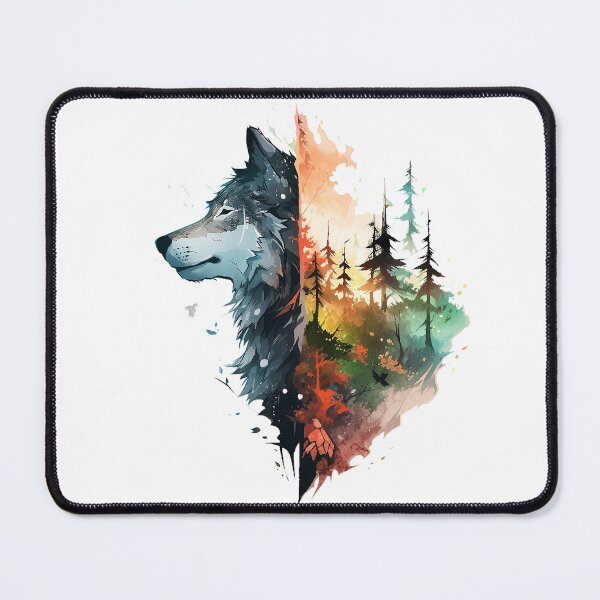 Item preview, wolf head and forest designed and sold by skateras.