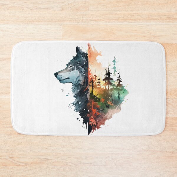 Item preview, wolf head and forest designed and sold by skateras.