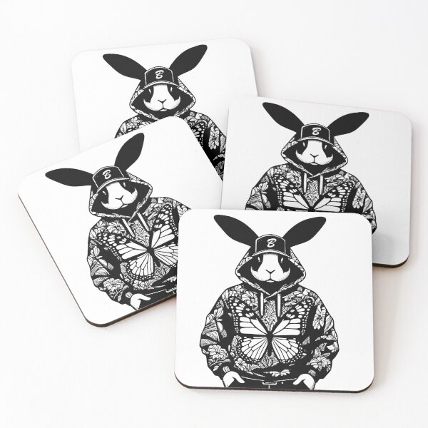 Item preview, Rapper rabbit in a floral sweatshirt and a butterfly designed and sold by PsychoBunnyShop.