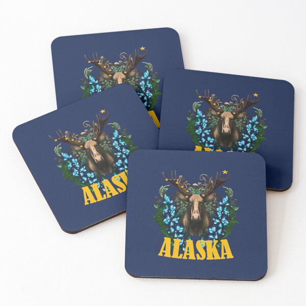 Item preview, Eight Stars Of Alaska With Moose And Alpine Flowers designed and sold by taiche.