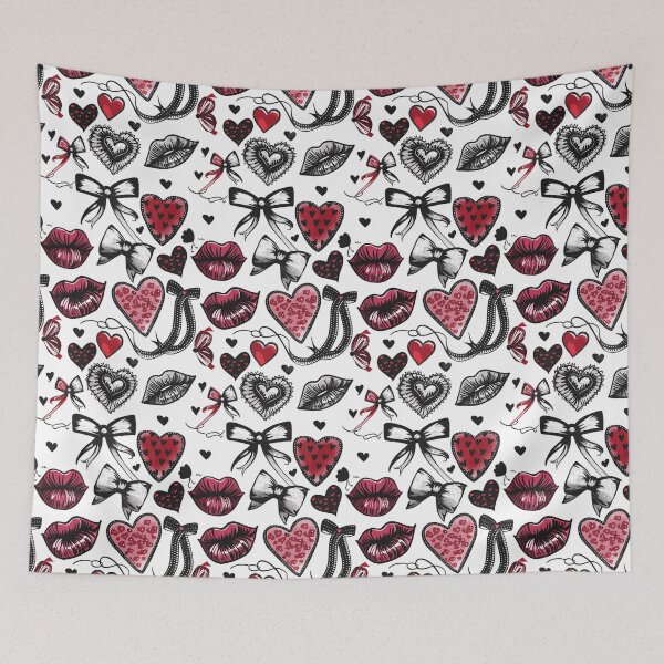 Item preview, Grunge Coquette Print With Hearts and Bows designed and sold by RetroPrints.