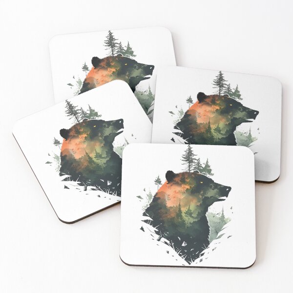Item preview, bear face and forest designed and sold by skateras.
