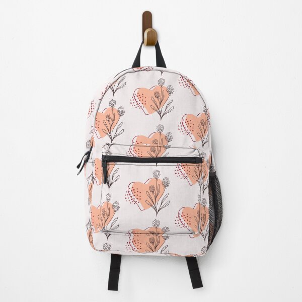 Item preview, Pink Heart & Flower Leaves ; Botanical Boho Pattern designed and sold by PatternInArt.