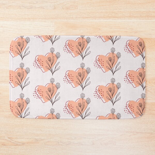 Item preview, Pink Heart & Flower Leaves  ; Botanical Boho Pattern designed and sold by PatternInArt.