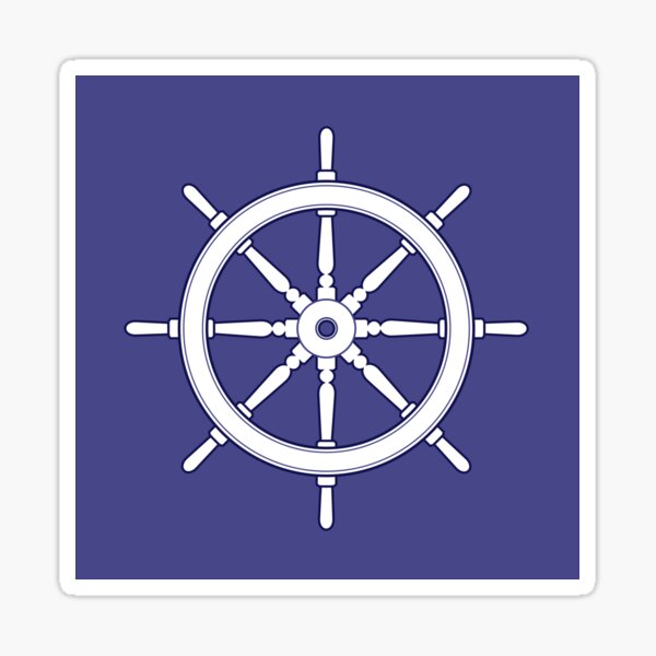 Item preview, Nautical Ship Wheel white and Blue designed and sold by NataliePaskell.