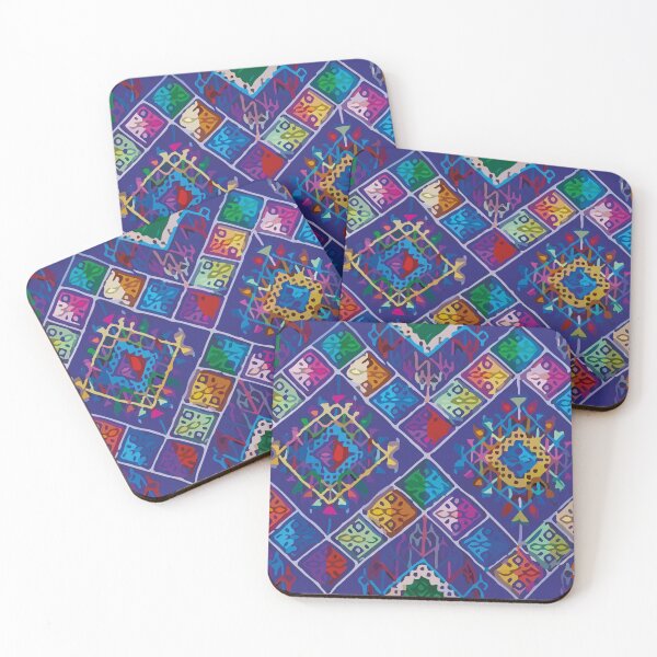 Item preview, Royal blue embroidered rhombus aztec mexican textile folk art dopamine decor designed and sold by T-Mex.