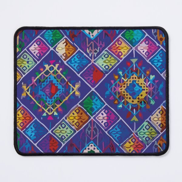 Item preview, Royal blue embroidered rhombus aztec mexican textile folk art dopamine decor designed and sold by T-Mex.