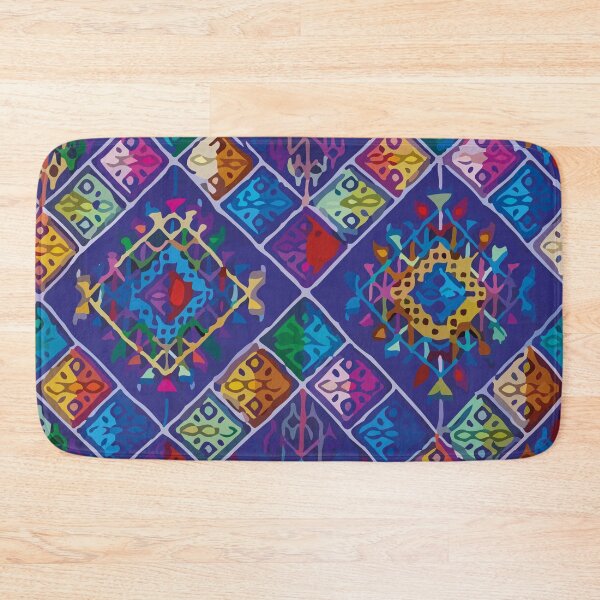 Item preview, Royal blue embroidered rhombus aztec mexican textile folk art dopamine decor designed and sold by T-Mex.
