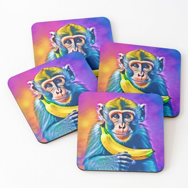 Item preview, Cool Monkey with Banana designed and sold by Health And Fitness Posts e-Store.