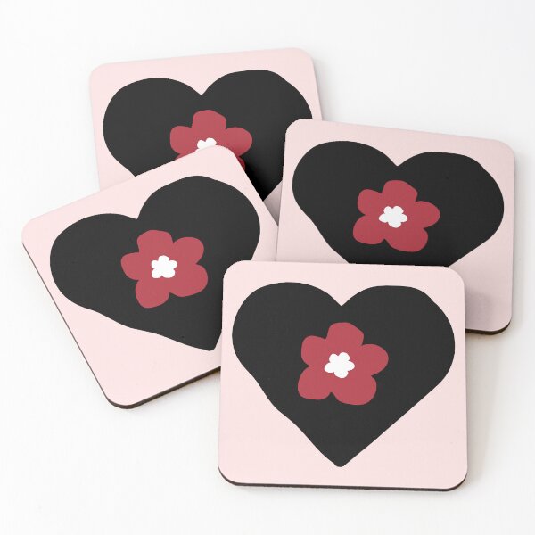 Item preview, Black Boho Heart and Red Flower ; Bohemian Pattern designed and sold by PatternInArt.