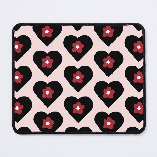 Item preview, Black Boho Heart and Red Flower ; Bohemian Pattern designed and sold by PatternInArt.